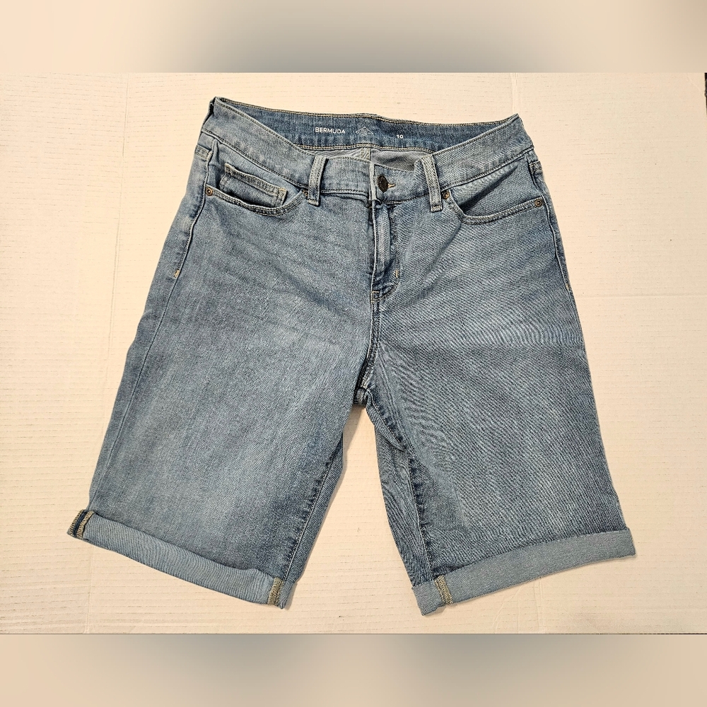 Light Blue Denim Bermuda Shorts - Women's